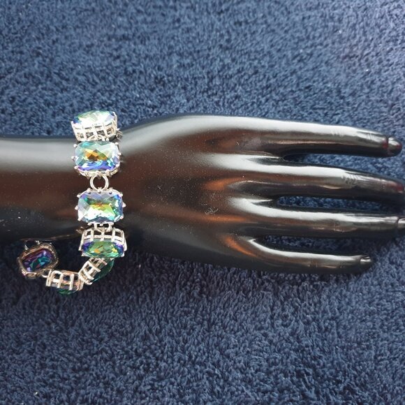 Stunning Vintage Rainbow Crystal 925 Sterling Silver “Shine Your Life” Bracelet - Picture 17 of 17